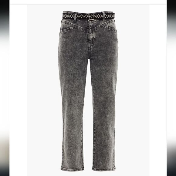 MAJE First Stone Cropped belted high-rise straight-leg jeans - Picture 13 of 13